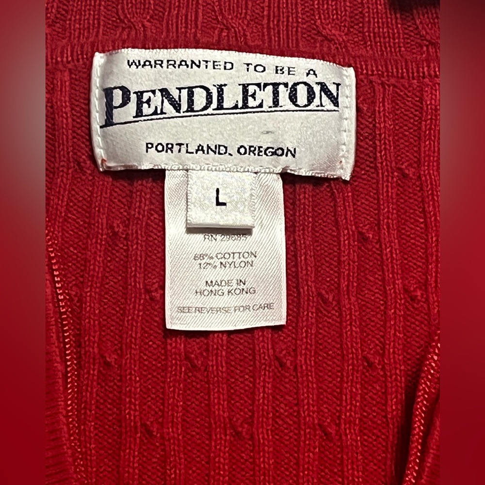Pendleton Women’s Large Red Zip-Up Cardigan Sweater Textured Knit Luxury - Picture 2 of 13